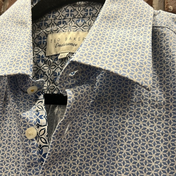 Blue patterned long sleeve button down - Picture 2 of 2
